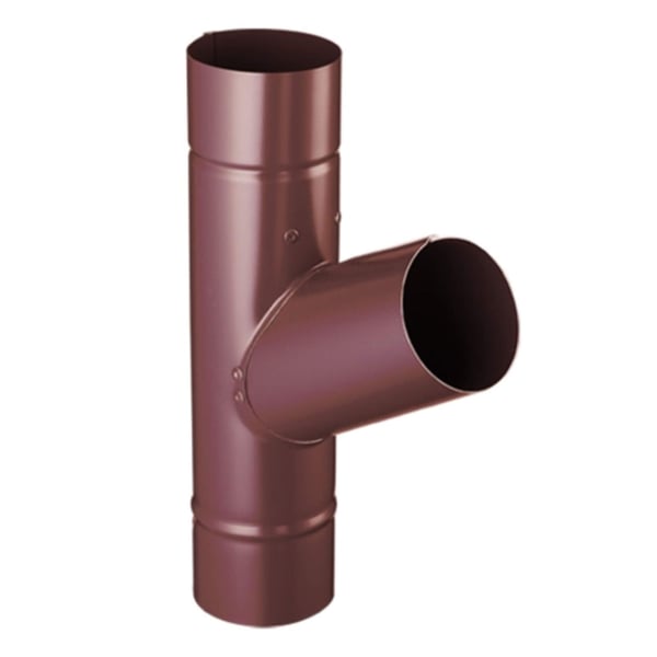 Regenpijpafvoer 60 graden van staal, RAL 8017 Chocoladebruin, 50 µm polyurethaan coating, hoofdaanzicht