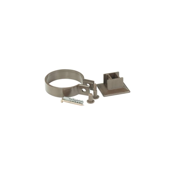 Plastmo regenpijpbeugel van bruin PVC met schroef en plug, losse onderdelen