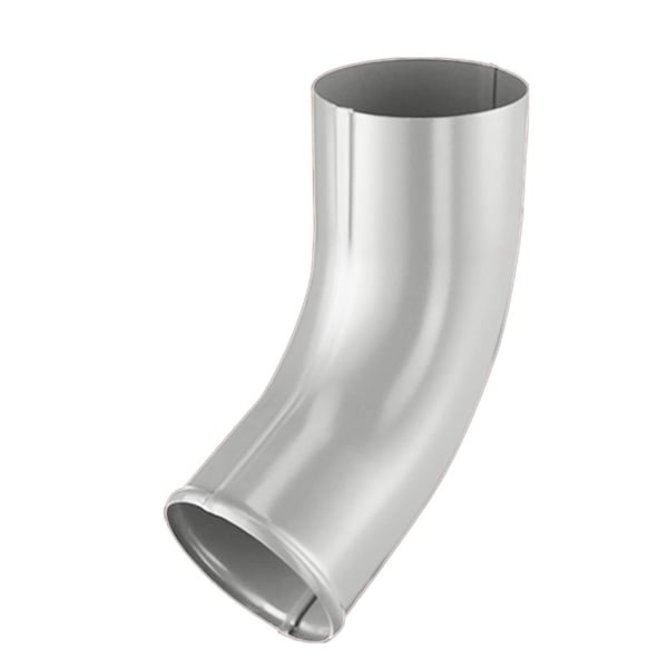 Valbuisbocht van staal in zilver-metallic (RAL 9006) met 50 µm polyurethaan coating, hoofdaanzicht