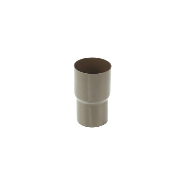 Regenpijpverbinder van PVC in bruin, cilindrisch, met twee diameters, hoofdweergave