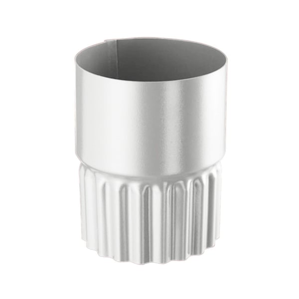 Afvoerbuisverbinder van staal, Zilver-Metallic, met geribbeld onderste deel, hoofdaanzicht