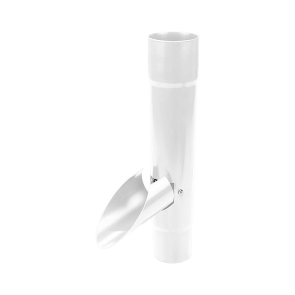 Regenwaterafscheider van wit PVC van Plastmo, bovenaanzicht met geopende klep