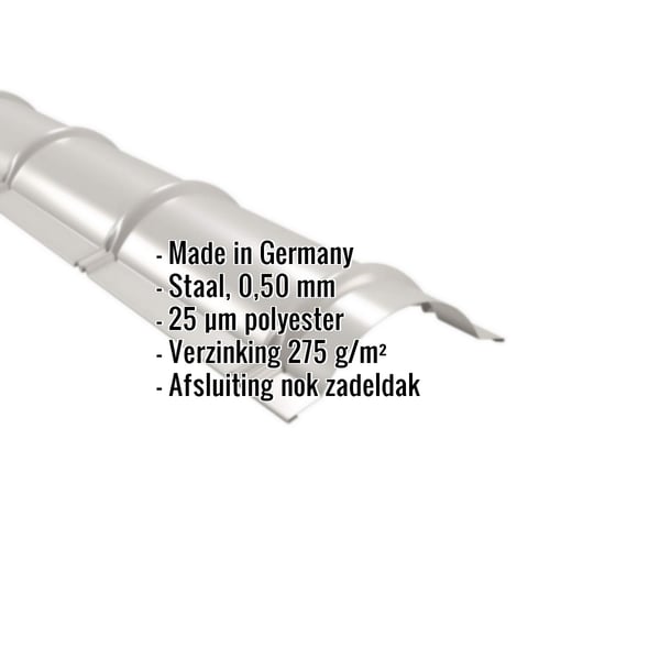 Nokvorst halfrond, staal 0,50 mm, lichtgrijs, met ingebedde productdetails