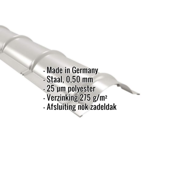 Nokvorst halfrond Zilver-Metallic met ingebedde specificaties voor materiaal, dikte en coating