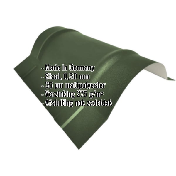 Nokvorst halfrond groot, RAL 6020 Groen, 0,50 mm staal, met ingebedde productdetails