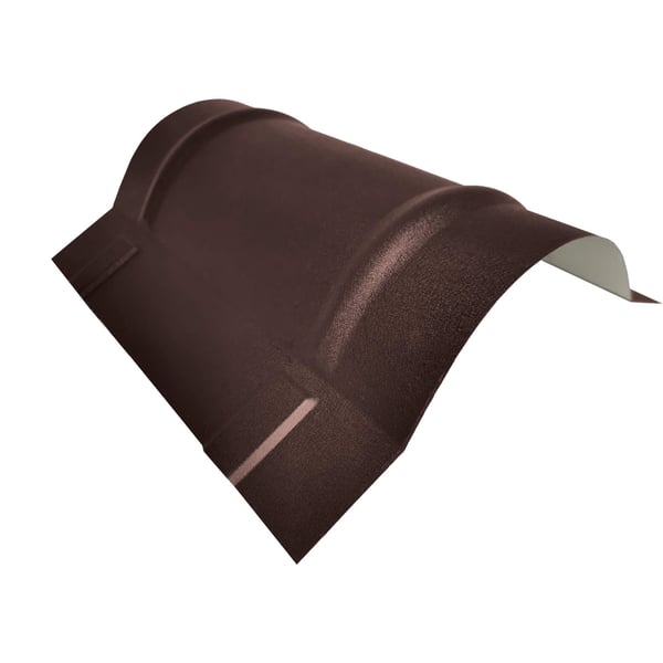 Nokvorst halfrond klein, staal 0,50 mm, RAL 8017 Chocoladebruin, schuin van boven