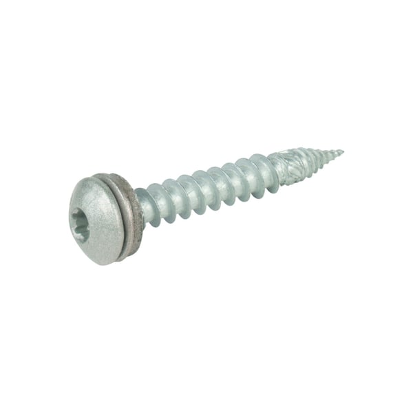 RVS schroef, RAL9007 grijs aluminiumkleurig, met Torx-aandrijving en afdichtring, zijaanzicht