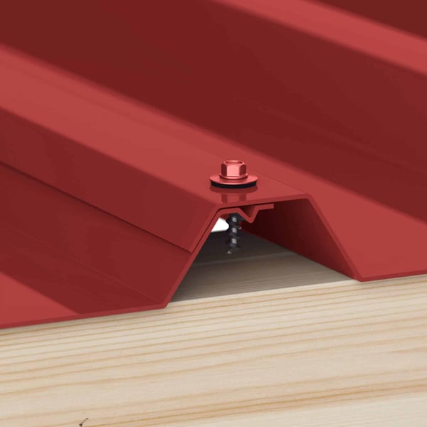 RVS schroef, bruinrood RAL 3011, voor bevestiging van bruinrode damwandplaat op houten onderconstructie