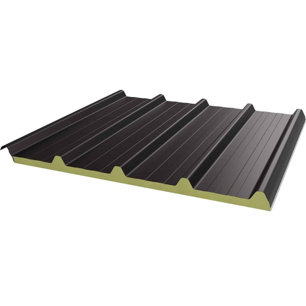 Sandwichpaneel ECO 1000-30 dak, grijsbruin RAL 8019, 25 µm polyester, van Joris Ide, schuine weergave