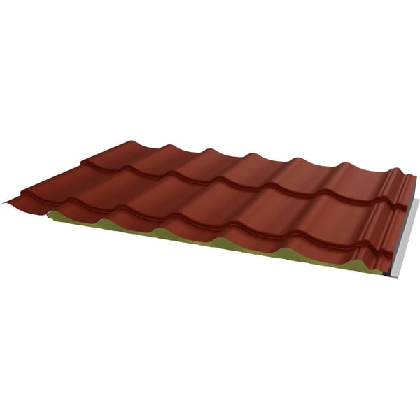 Joris Ide Permapan 40 dak sandwichpaneel, terracotta kleur, schuin bovenaanzicht