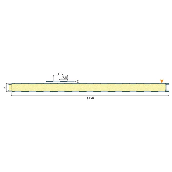 Sandwich Paneel Wall 1150 60 | Gevel | Kern 6 cm | 25 µm Polyester | 9002 - Grijswit | 5,50 m