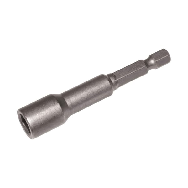 Metalen schroefbit RVS blank, zeskantopname, vrijstaand op witte achtergrond