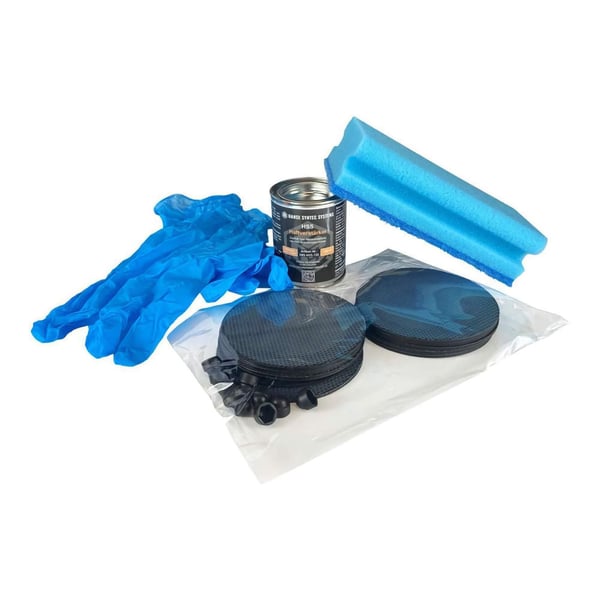 Schroef reparatiepleister set met zwarte EPDM pleisters, handschoenen, lijm en spons