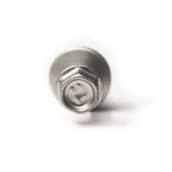Detailaanzicht kop van een verzinkte schroef Zilver-Metallic met zeskant en afdichtring