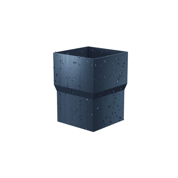 Stalen regenpijp verbinder, Antracietgrijs RAL 7016, met waterdruppels