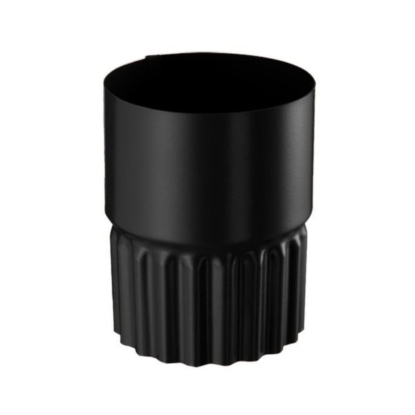 Stalen regenpijpverbinder Gitzwart RAL 9005, met geribbelde structuur