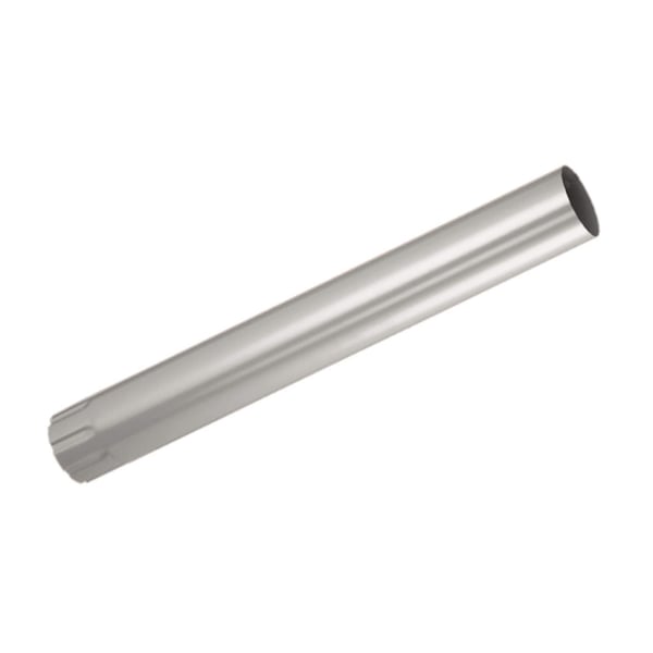 Regenpijp van staal, grijs aluminiumkleurig, 1,00 m lengte, met kraag aan onderzijde