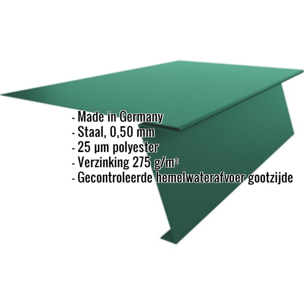 Startprofiel mosgroen RAL 6005, 0,50 mm staal, met ingebedde specificaties