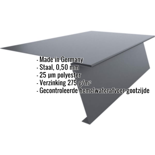 Startprofiel voor felsplaat PD-510-S, grafietgrijs, met ingebedde productgegevens over materiaal en coating
