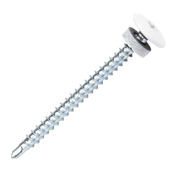 Torx schroef van RVS met witte dop en afdichting, hoofdaanzicht