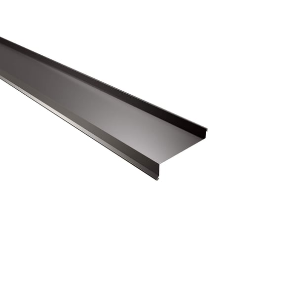 Vensterbank uit staal, 0,63 mm, RAL 8017 Chocoladebruin, 25 µm polyestercoating, bovenaanzicht schuin