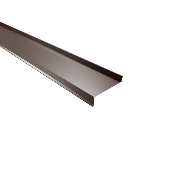 Vensterbank Notenbruin (RAL 8011) staal 0,75 mm, 25 µm polyester, hoofdaanzicht schuin van boven