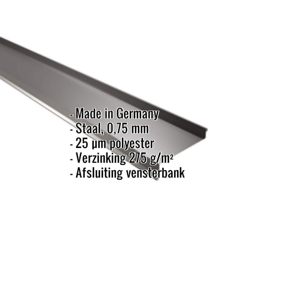 Vensterbank uit staal, 0,75 mm, RAL 8017 Chocoladebruin, met ingebedde productdetails