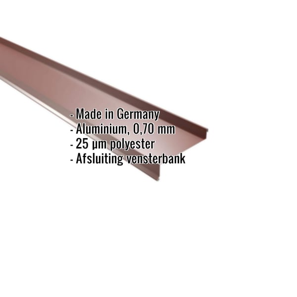 Vensterbank aluminium Roodbruin RAL 8012, 0,70 mm, met ingebedde productdetails