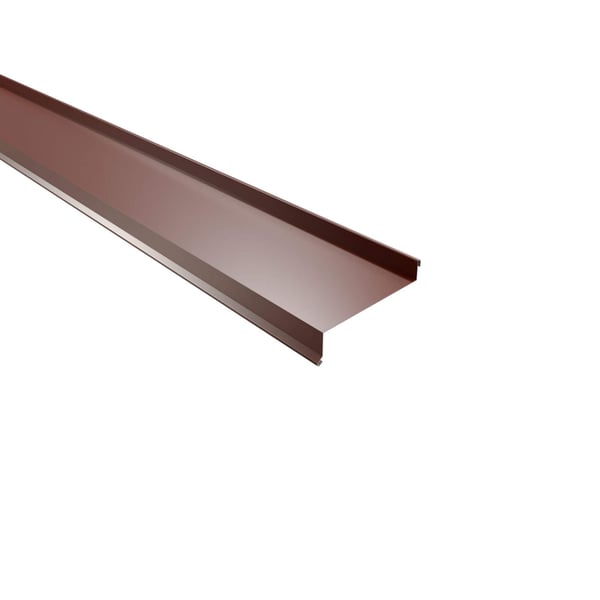 Vensterbank aluminium Roodbruin RAL 8012, 0,70 mm, bovenaanzicht schuin