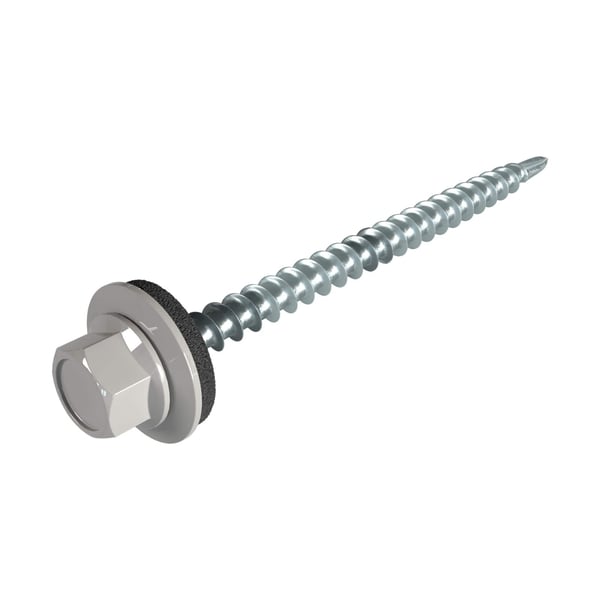 Verzinkte schroef met zeskantkop, ring en afdichting, kleur grijs aluminiumkleurig
