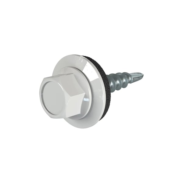 Verzinkte schroef met zeskantkop in Zilver-Metallic RAL 9006 en afdichtring, hoofdaanzicht
