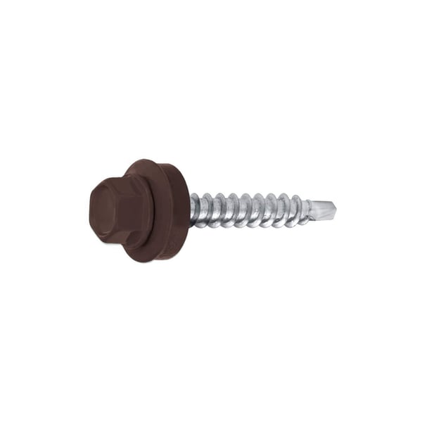 Verzinkte schroef met zeskantkop in Chocoladebruin RAL 8017 en afdichtring