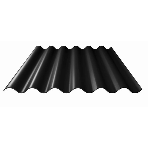 Zwarte golfplaat van vezelcement, 6,00 mm dik, met acrylaatcoating, hoofdaanzicht