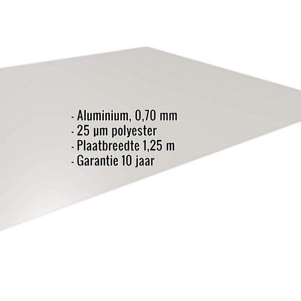 Vlakke plaat aluminium 0,70 mm Zilver-Metallic RAL 9006 met ingebedde gegevens