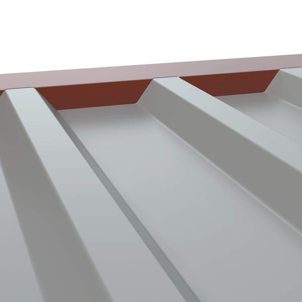 Tandplaat ongeperforeerd, Weckman, 0,75 mm staal, RAL 8012 roodbruin, detail van de profilering