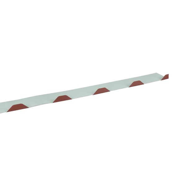 Tandplaat ongeperforeerd, 0,75 mm staal, roodbruin RAL 8012, detail van de vertanding