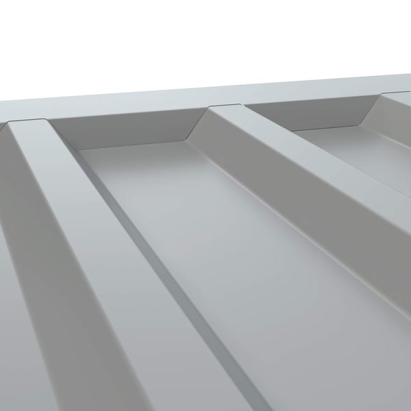 Tandplaat ongeperforeerd, zilver-metallic, detail van de profilering met hoge ribben