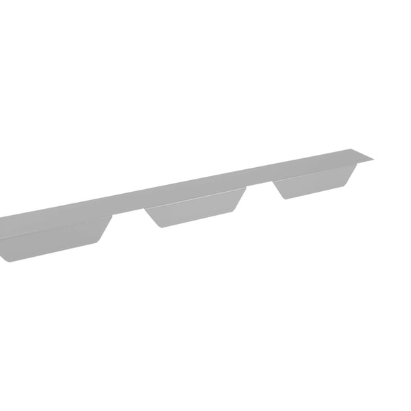 Tandplaat ongeperforeerd, zilver-metallic, zijaanzicht van het profiel met drie uitsparingen