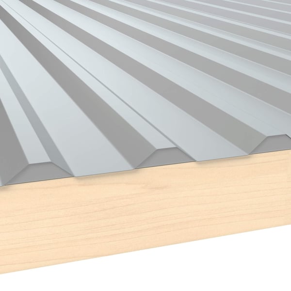 Tandplaat ongeperforeerd, Zilver-Metallic, op houtconstructie, vooraanzicht van de profilering