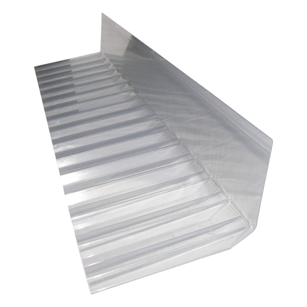 Wandaansluiting profiel 76/18 van helder acrylglas, golfprofiel, bovenaanzicht schuin