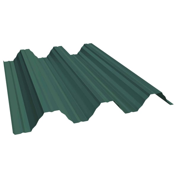 Damwandplaat T92P dak, 0,50 mm staal, mosgroen RAL 6005, 25 µm polyester, hoofdaanzicht