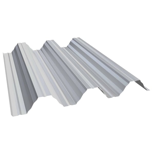 Damwandplaat T92P dak lichtgrijs RAL 7035, 0,75 mm, bovenaanzicht schuin