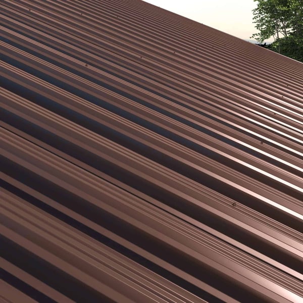 Plaatsing van damwandplaten TP104 dak Chocoladebruin op een dak