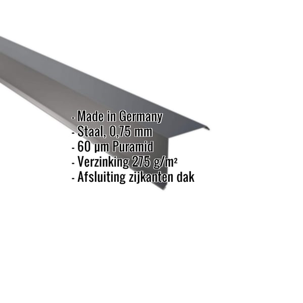 Windveer | 11,5 x 11,5 cm | Staal 0,75 mm | 60 µm Puramid | 7016 - Antracietgrijs