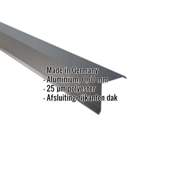 Gevelhoekprofiel aluminium RAL 7016, 0,70 mm, met ingebedde productgegevens