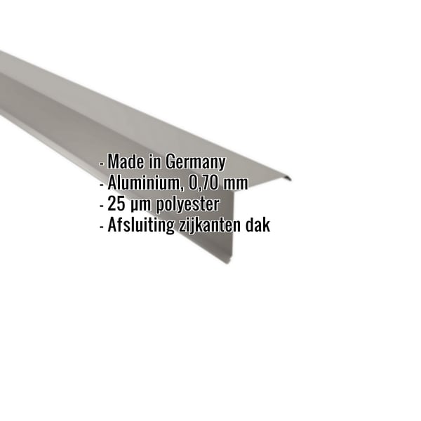 Gevelhoek Aluminium RAL9007 met ingebedde specificaties Made in Germany, 0,70 mm, 25 µm polyester