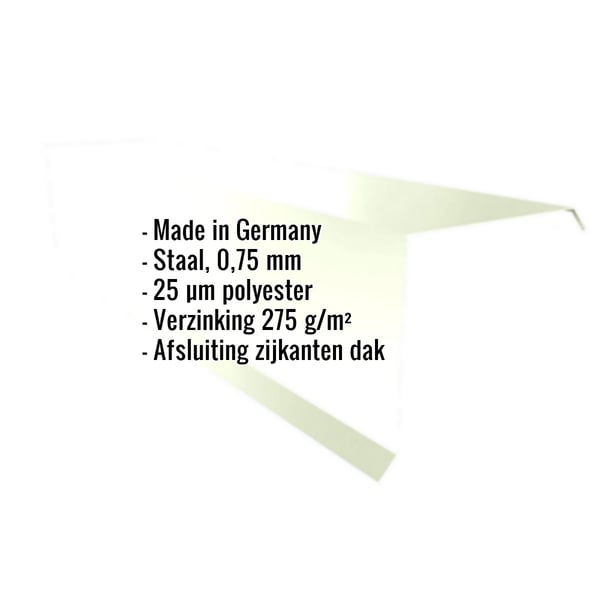 Gevelpan Grijswit (RAL 9002) van staal, 0,75 mm, met polyestercoating, kerngegevens weergegeven