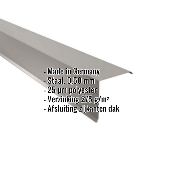 Windveer 15x15 cm van staal, 0,50 mm, grijs aluminiumkleurig, met ingebedde productgegevens