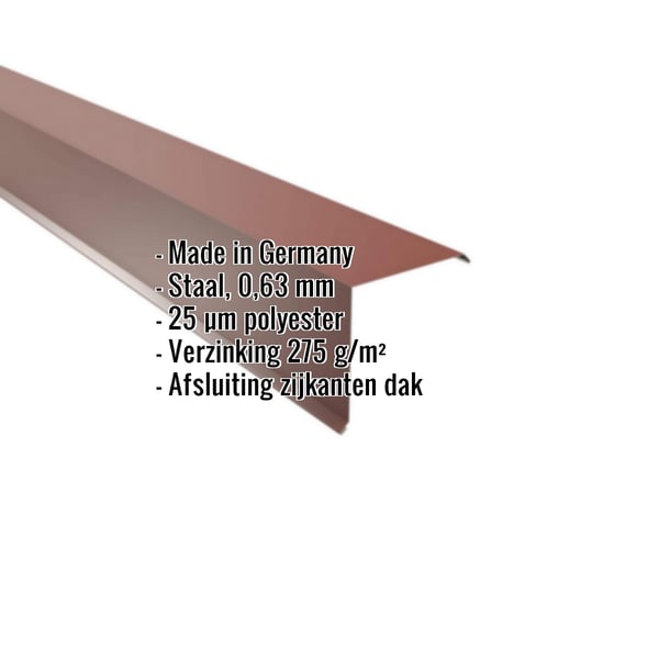 Gevelpan 15x15 cm Roodbruin (RAL 8012) met ingebedde productgegevens