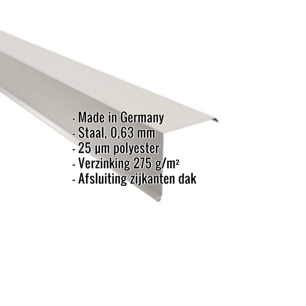 Windveer 15x15 cm Grijswit, staal 0,63 mm, 25 µm polyester, met ingebedde productinformatie